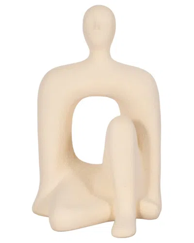 Sagebrook Home 10in Sitting Figure With Sand Glaze In Neutral
