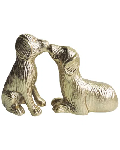 Sagebrook Home 10x6 Kissing Dogs In Gold
