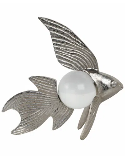 Sagebrook Home 10x6in Metal Fish With Acrylic Ball In Silver