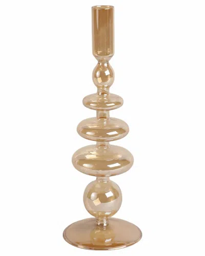 Sagebrook Home 11in Vintage Glass Taper Candle Holder In Brown