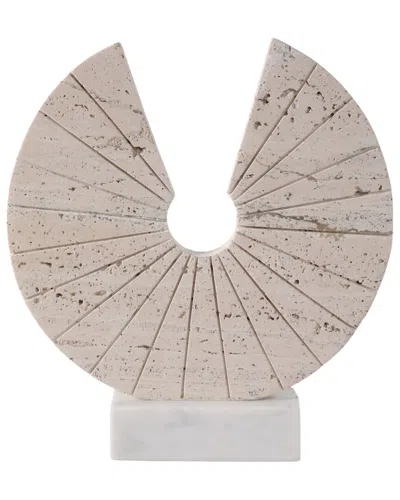 SAGEBROOK HOME SAGEBROOK HOME 11X10IN TRAVERTINE OPEN CIRCLE ON MARBLE BASE