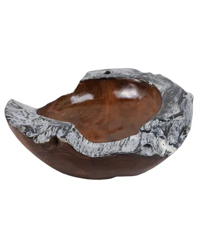 Sagebrook Home 12 Teakwood Bowl W/burnt Edges In Brown