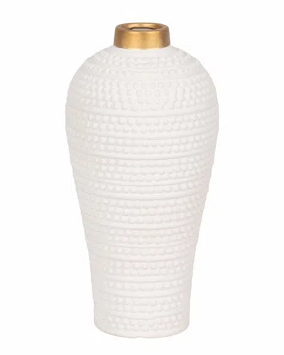 Sagebrook Home 12in Riad Medium Ceramic Vase In White