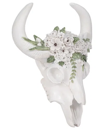 Sagebrook Home 13 Bull Skull With White Flowers