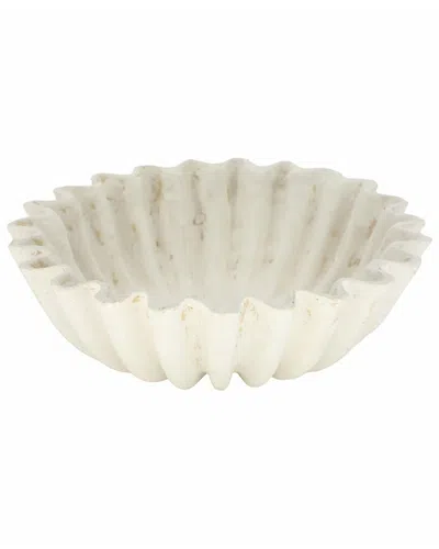 Sagebrook Home 13in Fluted Paper Mache Bowl In Ivory