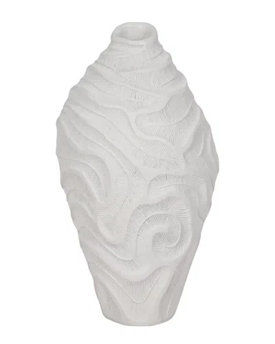 Sagebrook Home 14in Coastal Coral Vase In White