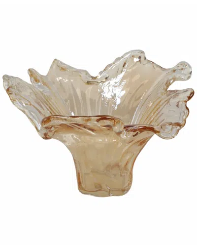 Sagebrook Home 14in Fontana Short Italian Art Glass Vase In Brown