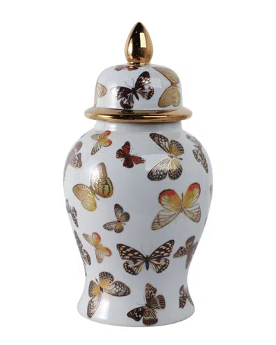 Sagebrook Home 14x7in Butterflies Temple Jar In Multi