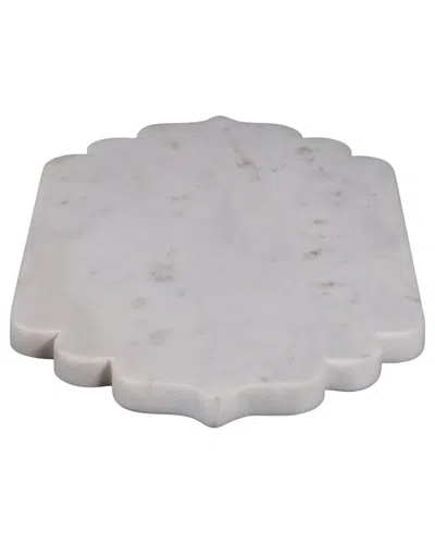Sagebrook Home 14x8in Scallop Edge Oval Marble Tray In White