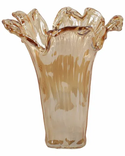Sagebrook Home 15in Fontana Tall Italian Art Glass Vase In Brown