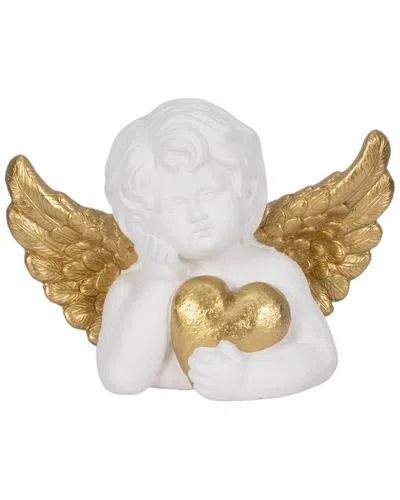 Sagebrook Home 15in Garden Cherub With Heart In White