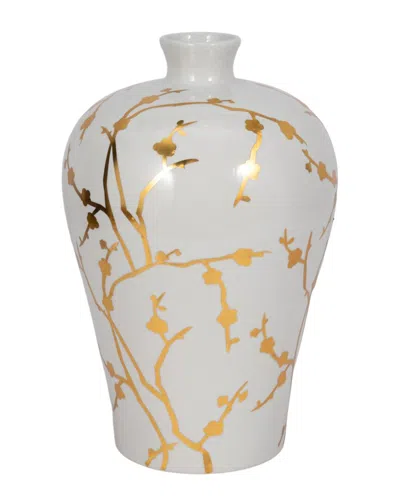 Sagebrook Home 15in Vase With Decal In White