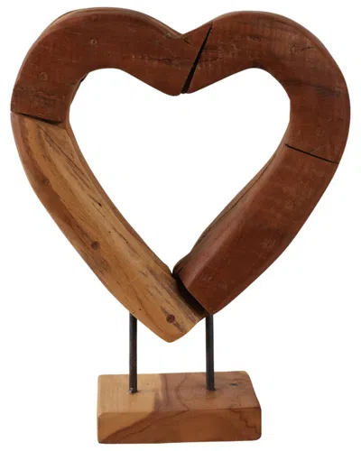 Sagebrook Home 15x12 Teak Wood Open Heart Sculpture In Brown