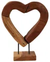 Sagebrook Home 15x12 Teak Wood Open Heart Sculpture