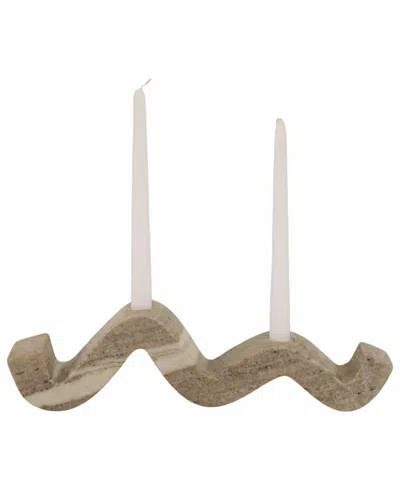 Sagebrook Home 16 Curvy Marble 2-taper Candle Holder In Brown