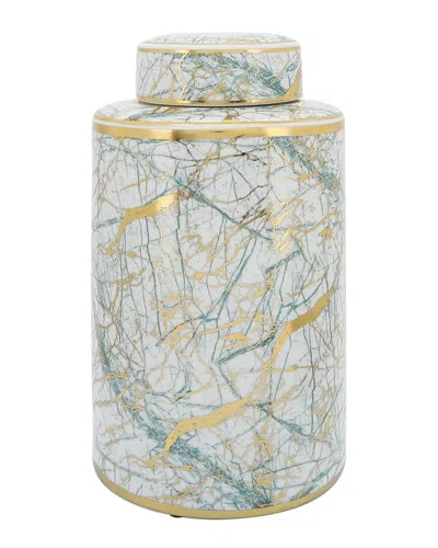 Sagebrook Home 16in Jar With Lid In Green