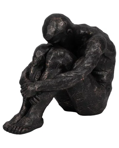 Sagebrook Home 16in Sitting Man In Black