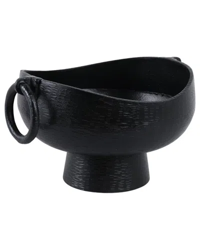 Sagebrook Home 16x13in Metal Pedestal Bowl With Ring Handles In Black