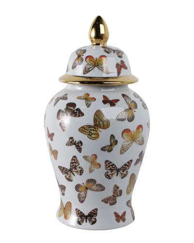 Sagebrook Home 18in Butterflies Temple Jar In Multi
