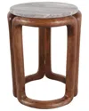 Sagebrook Home 18x14 Mrble Top Inlay Wood Accent Table,ivry/brwn In Brown