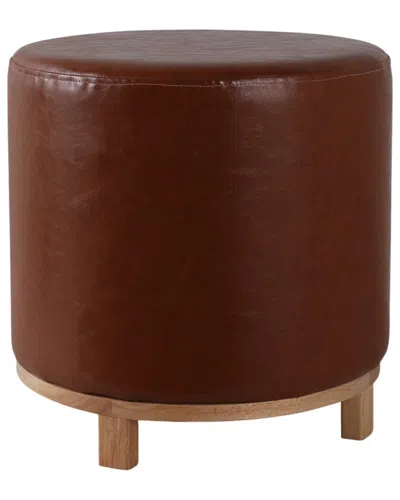 Sagebrook Home 18x18in Ottoman With Wood Base In Brown