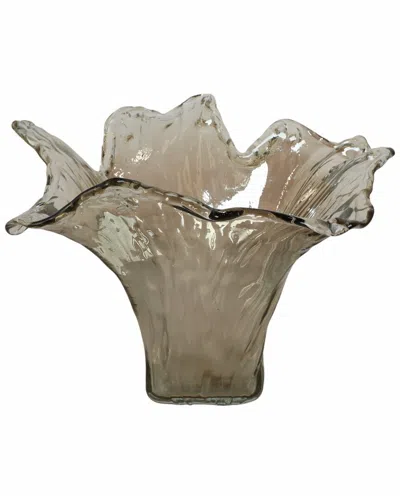 Sagebrook Home 19in Fiastra Wide Italian Art Glass Vase In Brown