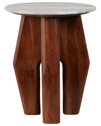 SAGEBROOK HOME SAGEBROOK HOME 20IN CURVED LEGS ACCENT TABLE WITH MARBLE TOP