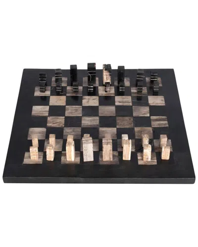 Sagebrook Home 20 Petrified Wood Chess Set In Black