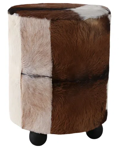 SAGEBROOK HOME SAGEBROOK HOME 20X16IN HAIR ON HIDE OTTOMAN WITH BALL FEET