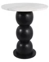 Sagebrook Home 20x18 Bubble Base Marble Top Accent Table,wht/blk In Black