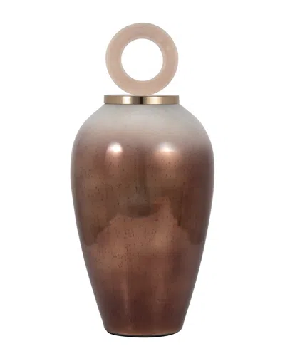 Sagebrook Home 22in Vase Round Resin Topper In Brown