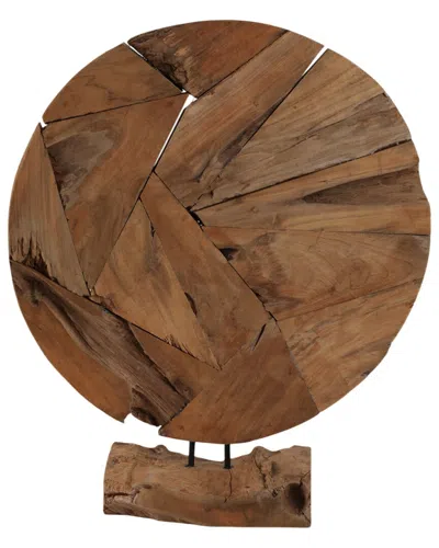 Sagebrook Home 24 Teak Wood Disc On Stand In Brown