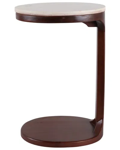 Sagebrook Home 26x17 Marble Top Teak Wood C-table In Brown