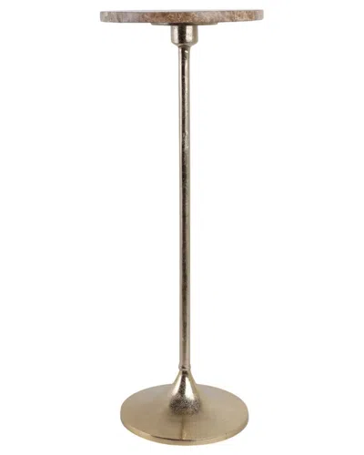 Sagebrook Home 27in Marble Top Drink Table In Tan