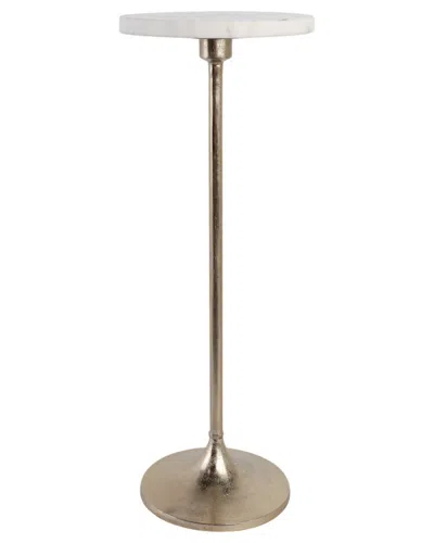 Sagebrook Home 27in Marble Top Drink Table In White