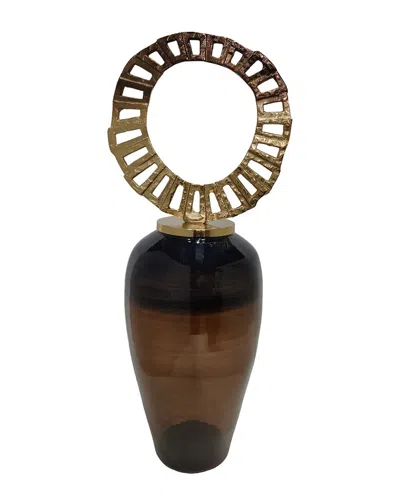 Sagebrook Home 35in Vase With Crown Top In Brown