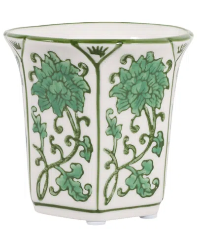 Sagebrook Home 4in 6oz Fluted Chinoiserie Candle In Green