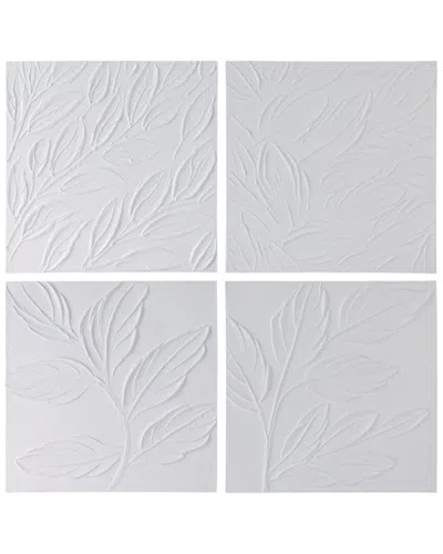 Sagebrook Home 4pc 20x20in Maeve Hand Painted Dimensional Wall Art In White