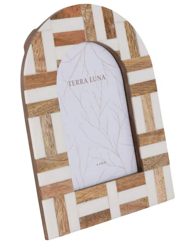 Sagebrook Home 4x6 Wood Inlay Photo Frame, Ivory/natural