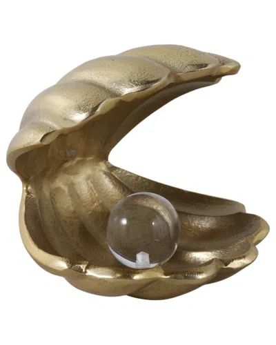 Sagebrook Home 5 Clam With Acrylic Pearl In Brown