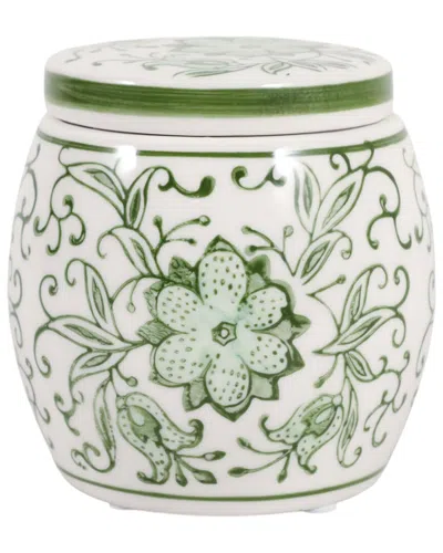 Sagebrook Home 5in 8.5oz Lavender Verbena Chinoiserie Candle In Green