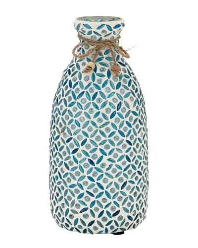 Sagebrook Home 5in Glass Mosaic Vase In Blue