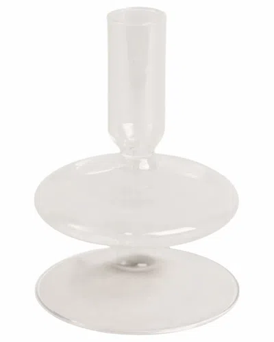Sagebrook Home 5in Vintage Glass Taper Candle Holder In White