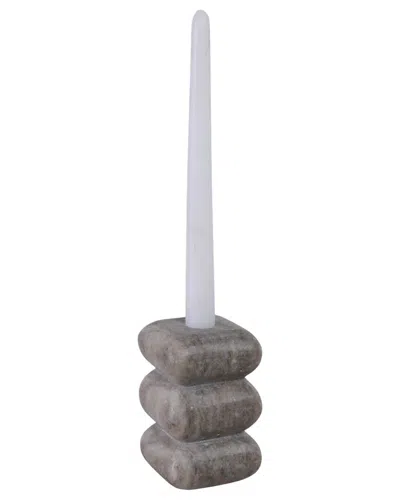 Sagebrook Home 5x3 Curvy Marble Taper Holder In Gray