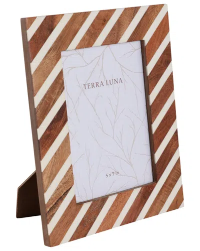 Sagebrook Home 5x7 Diagonal Lines Photo Frame, Natural/ivory