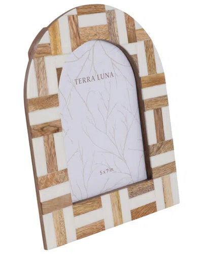 Sagebrook Home 5x7 Wood Inlay Photo Frame, Ivory/natural