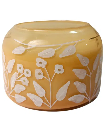 Sagebrook Home 6in 33oz Jasmine Floral Pattern Candle In Orange