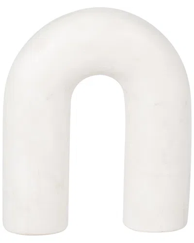 Sagebrook Home 6in Marble Rounded Horseshoe Accent In White
