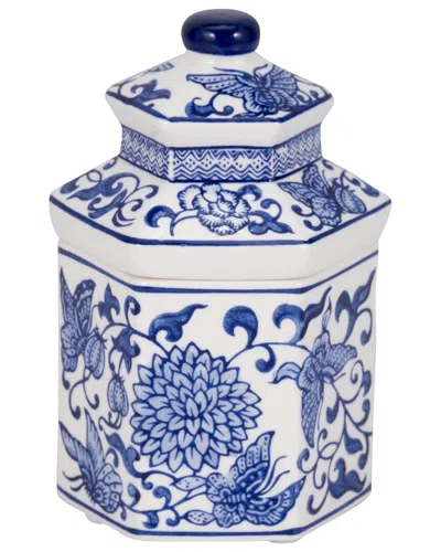 Sagebrook Home 7 6oz Sandalwood Myrrh Chinoiserie Cndle,blu/wht In Blue