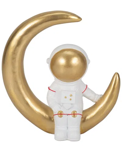 Sagebrook Home 7in Space Man On Crescent Moon In White